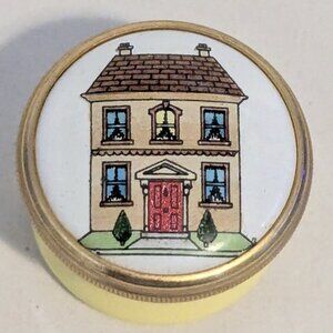 HALCYON DAYS Bristol England Estate House Porcelain Dollhouse Trinket Box